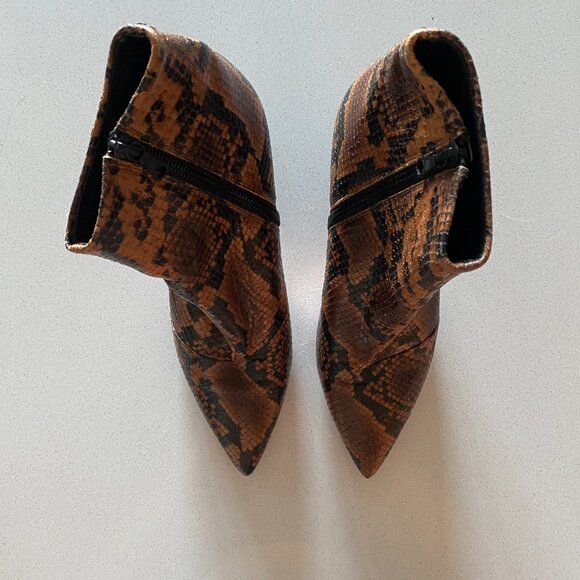 Rag & Bone Beha Moto Stiletto Bootie - Snakeskin - Golden Brown - Picture 2 of 10